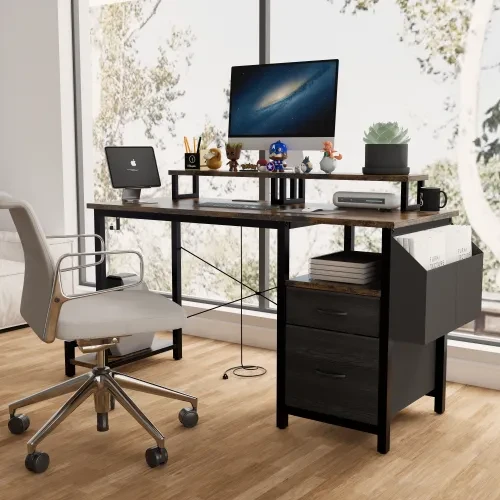 Small Office Desk with Shelves