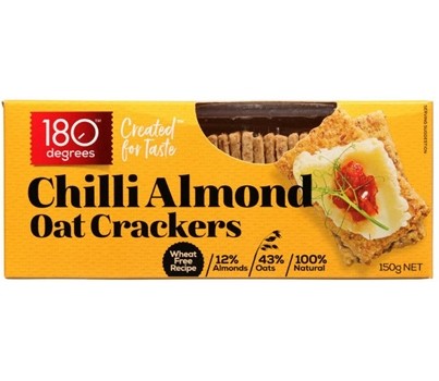 CRACKERS CHILLI OAT 150GM (180 DEGREES 200280995417) DRY