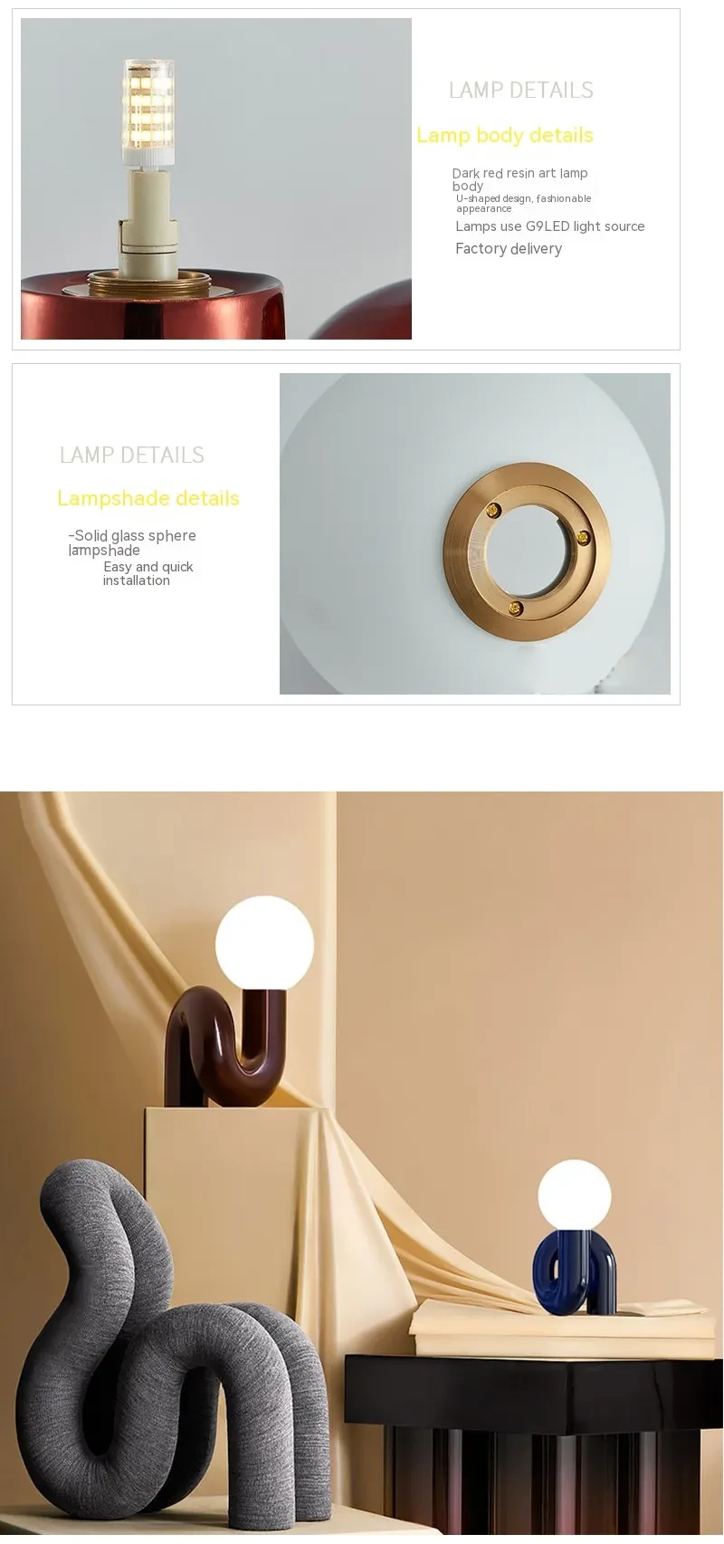 Modern Children Bedroom Bedside Lamp American Living Room Resin Lamps