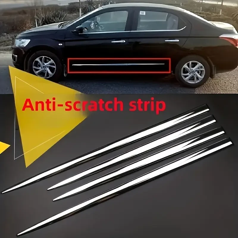 4pcs Car Door Protector ABS Electro Chrome Anti-Collision Strips
