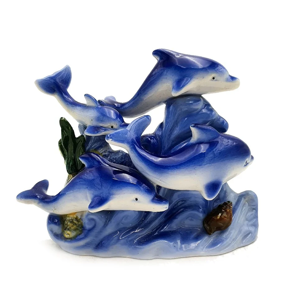 Crockery Ornament Dolphin Small Blue