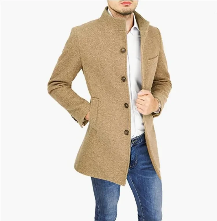 Woolen Coat Stand Collar Coat And Trench Coat