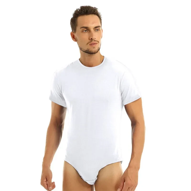 New Short Sleeve Round Neck Button Men's Breathable One-piece Home Pajamas