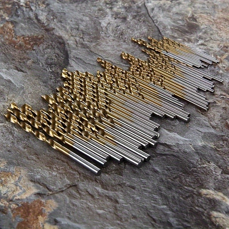 50Pcs Titanium Coated HSS High Speed Steel Drill Bit Set - Industrial Cutting Tools - Drill Bits - Power Tool Accessories