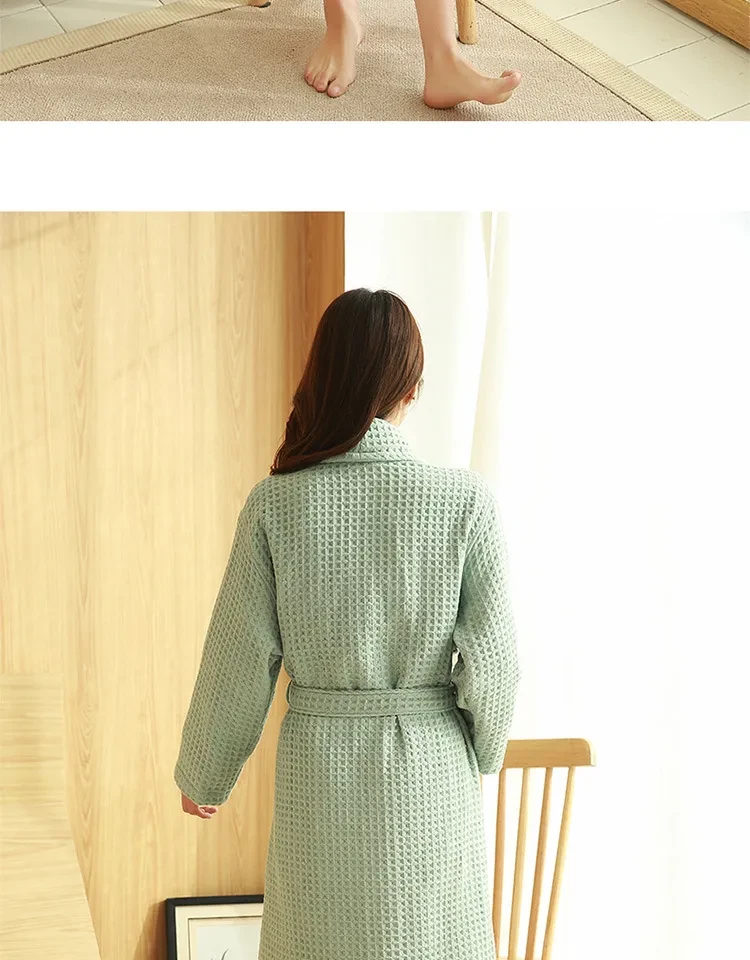 Cotton Double Waffle Unisex Thickened Long Robe