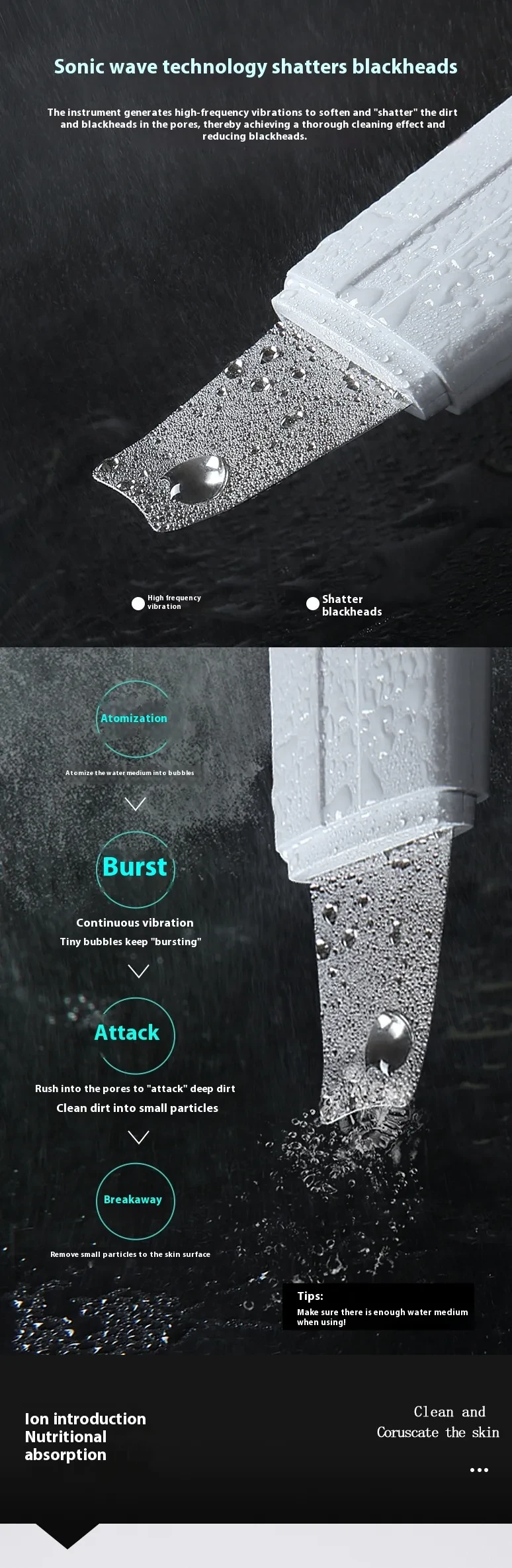 Ultrasonic Skin Cleaner Blackhead Removal Facial Cleaner