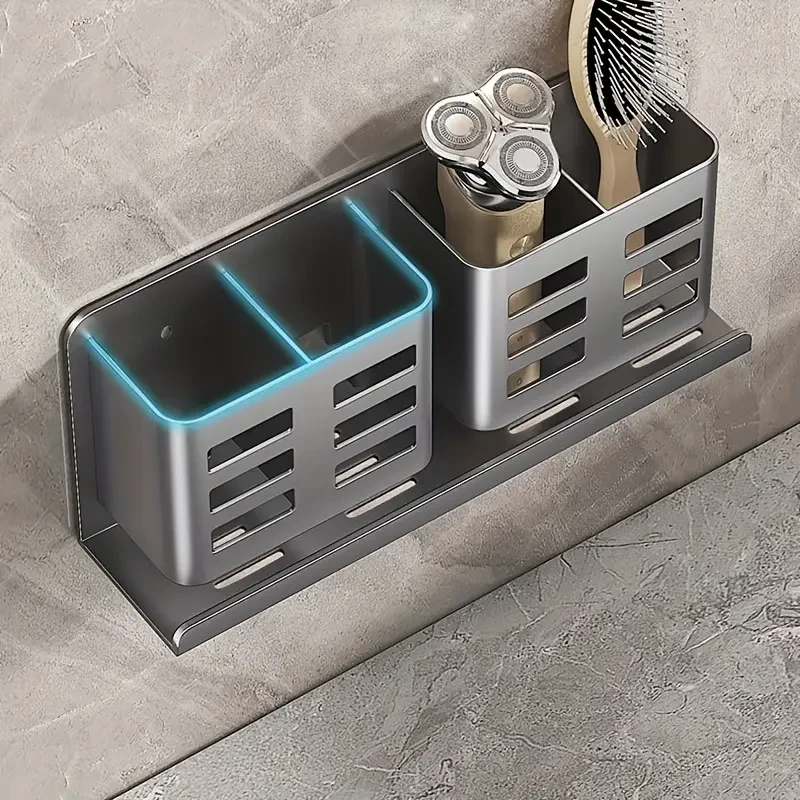 Mounted Bathroom Organizer - Rustproof No-Drill Toothbrush, Comb