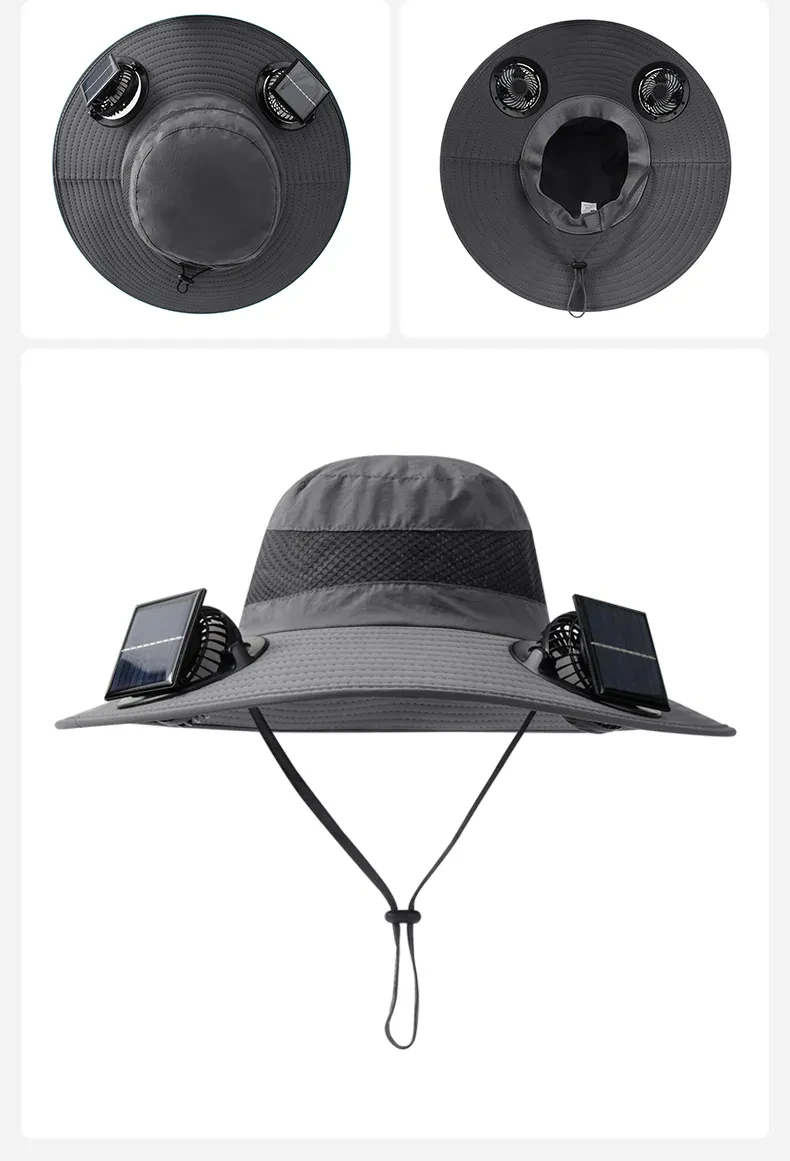 Solar-powered Fan Hat With Long-lasting Lithium Battery, Men's Outdoor Fishing Hat With Fan, Sun Protection Fisherman's Hat