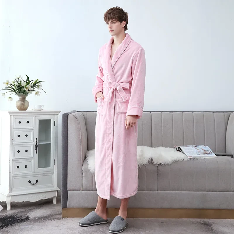 Couple Fattening And Lengthening Flannel Bathrobe
