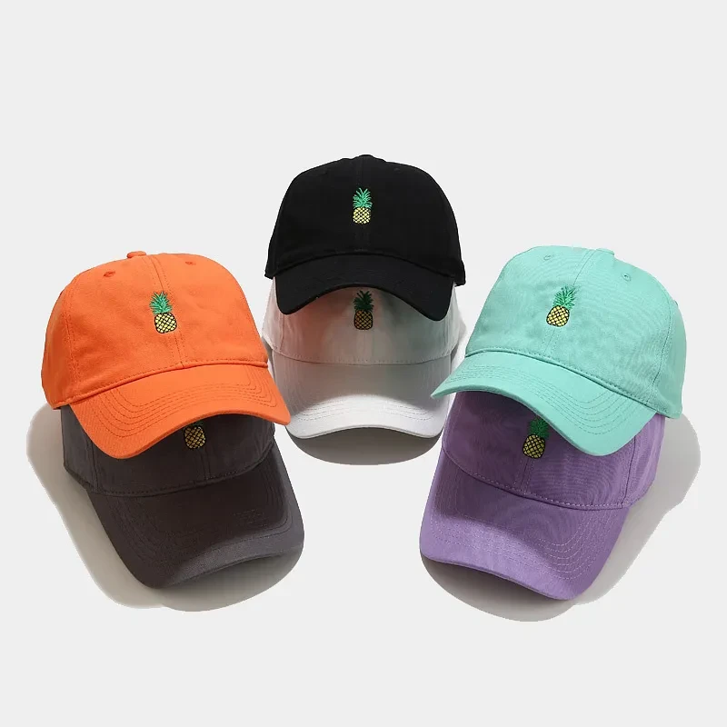 Fruit Small Pineapple Embroidery Soft Top Baseball Cap