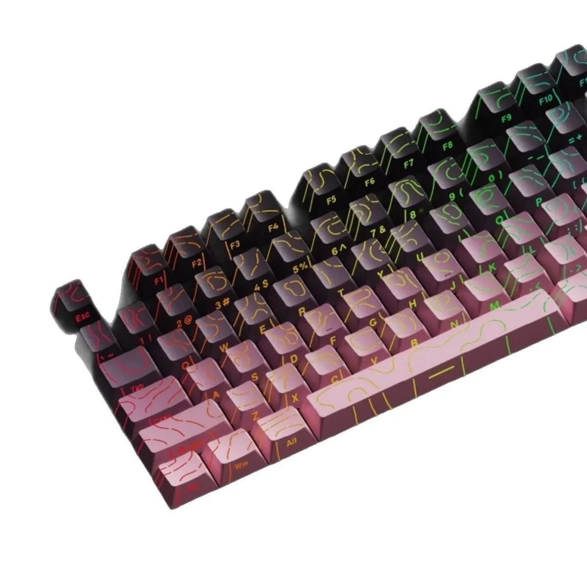 Black Rose Contour Line Two-color Crack Luminous Key Cap