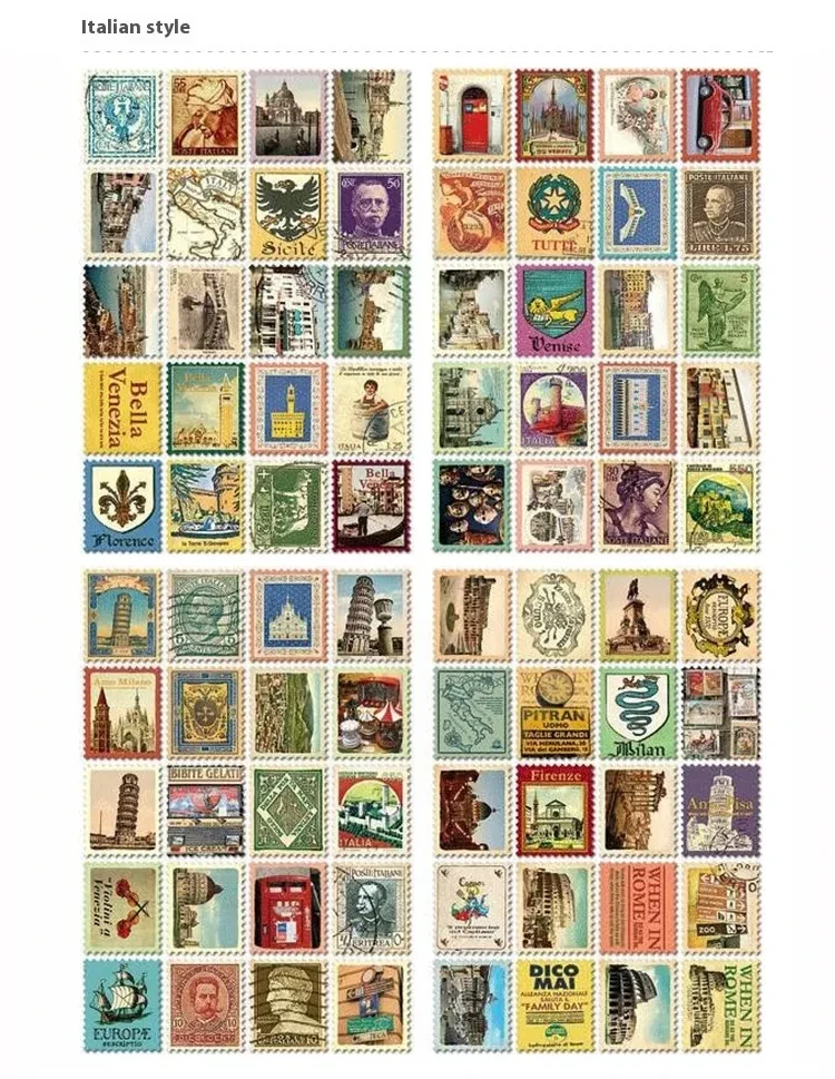 Hand Painted Paris London Stamp Stickers Journal Diary Decorations