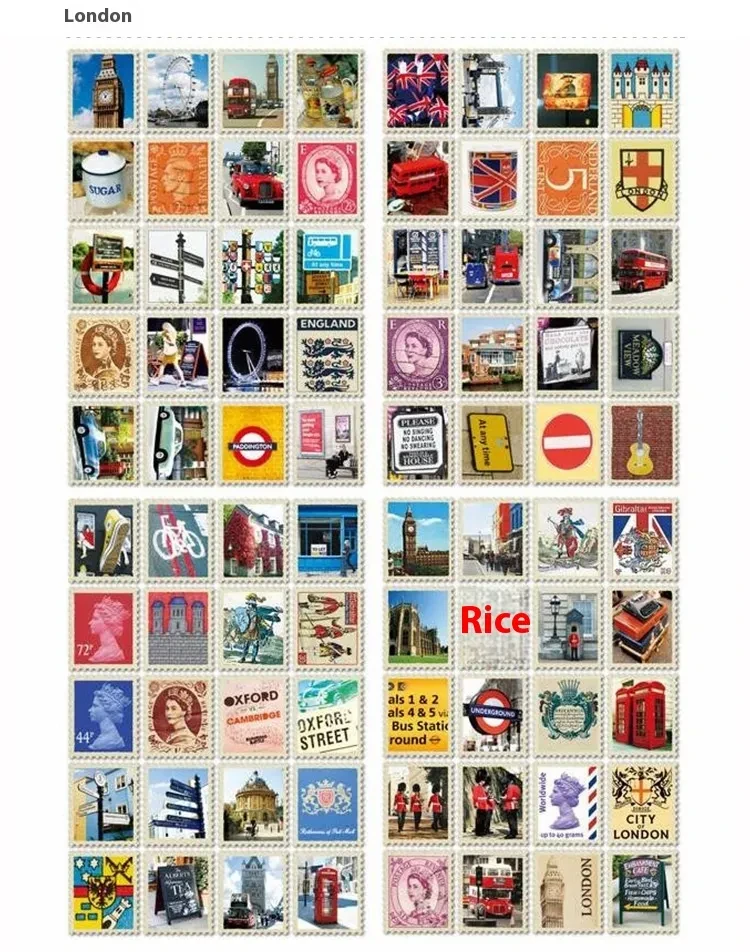 Hand Painted Paris London Stamp Stickers Journal Diary Decorations