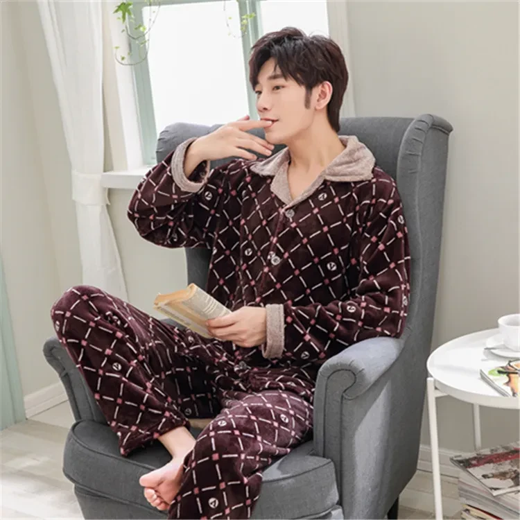 Men's warm casual plus size flannel homewear