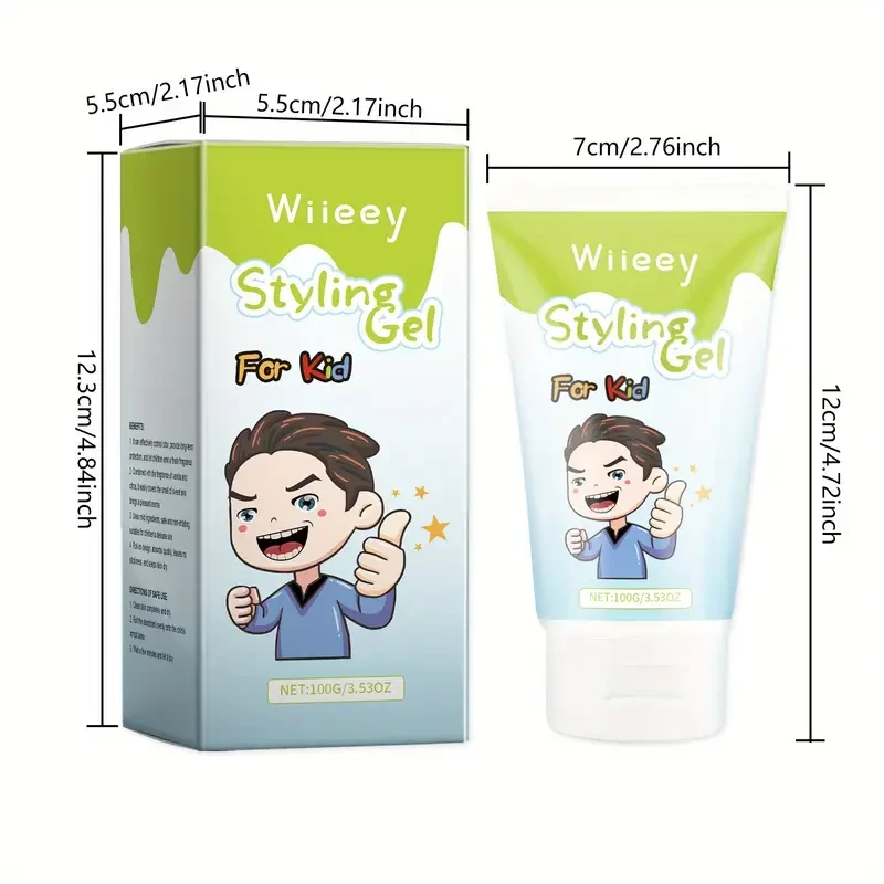 100g WIEEY Kids Hair Styling Gel - Non-Sticky, All-Day Hold, Clean Finish Hair Gel for Youngsters