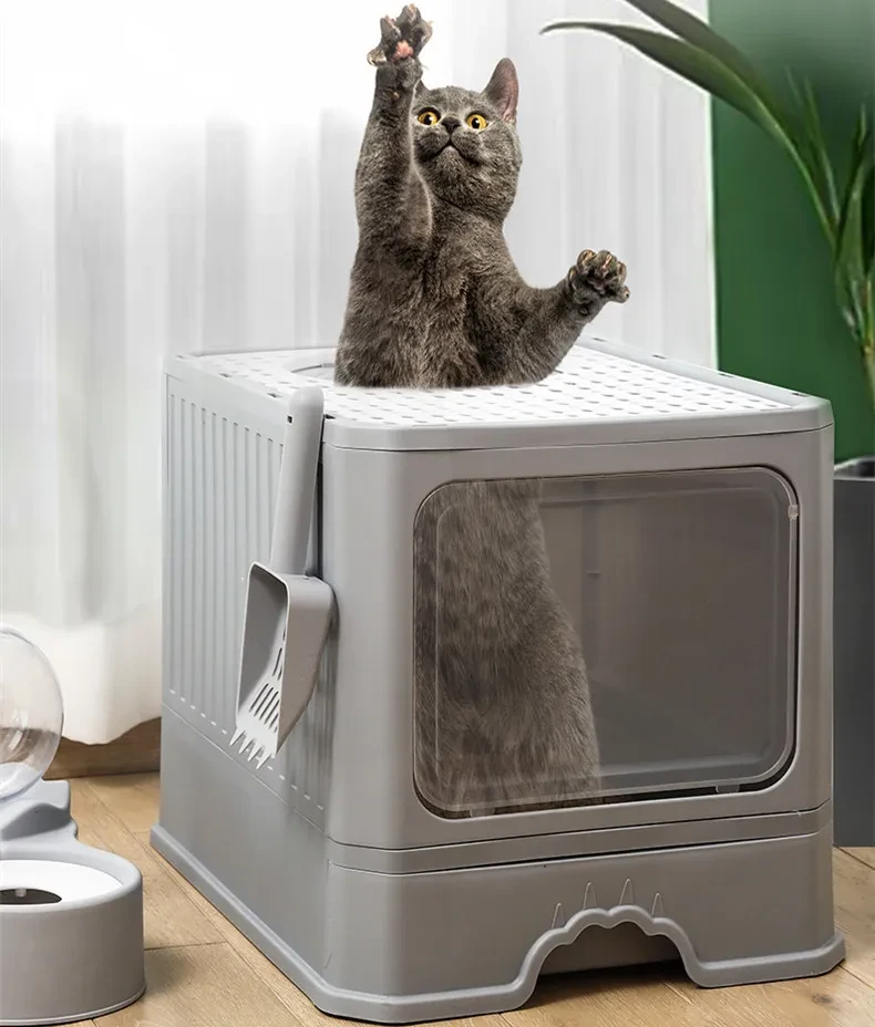Large Double Door Drawer Foldable Cat Litter Basi