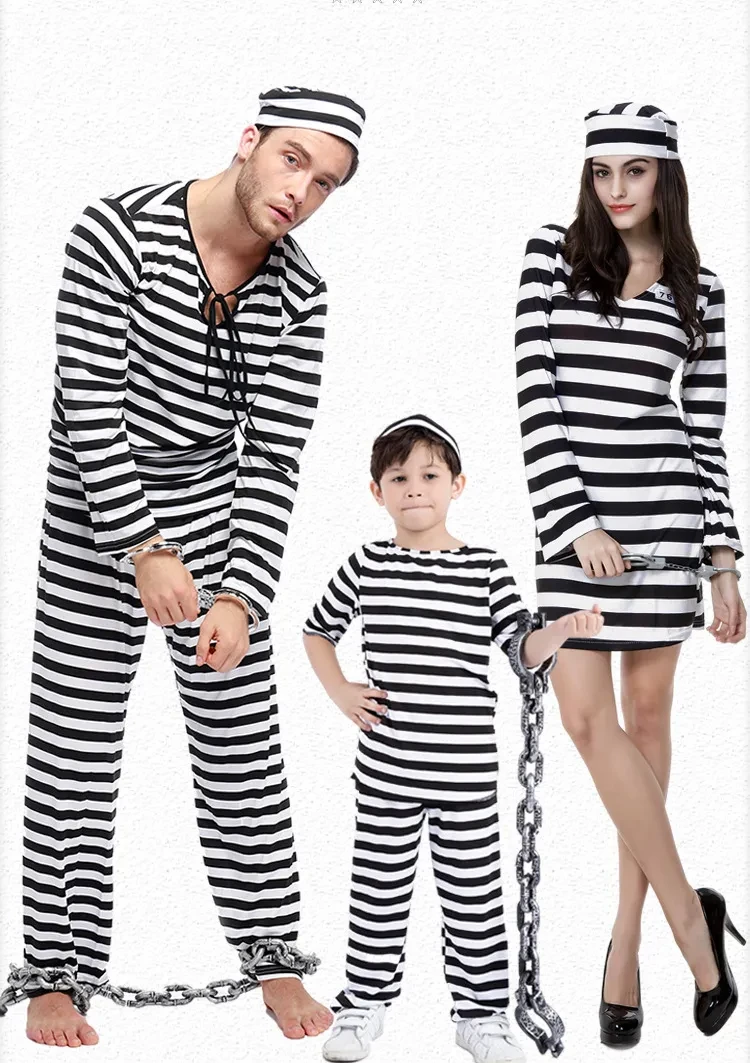 Striped parent-child prisoner costume