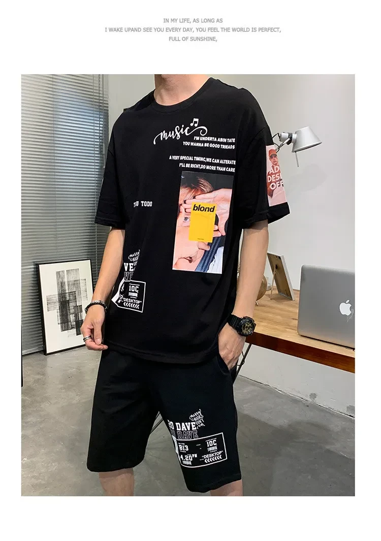 Short sleeve t-shirt men's suit summer