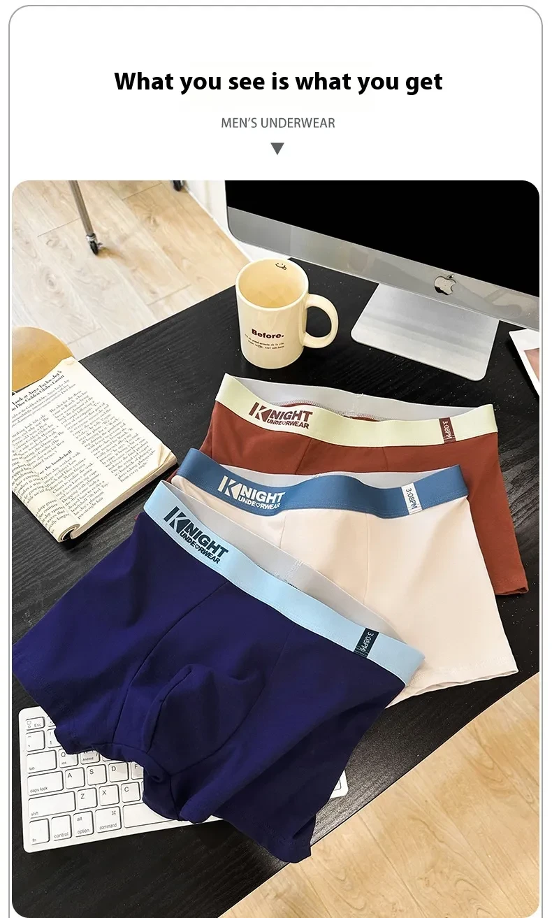 Simple Letter Men's Underwear Cotton Antibacterial Breathable Boxers