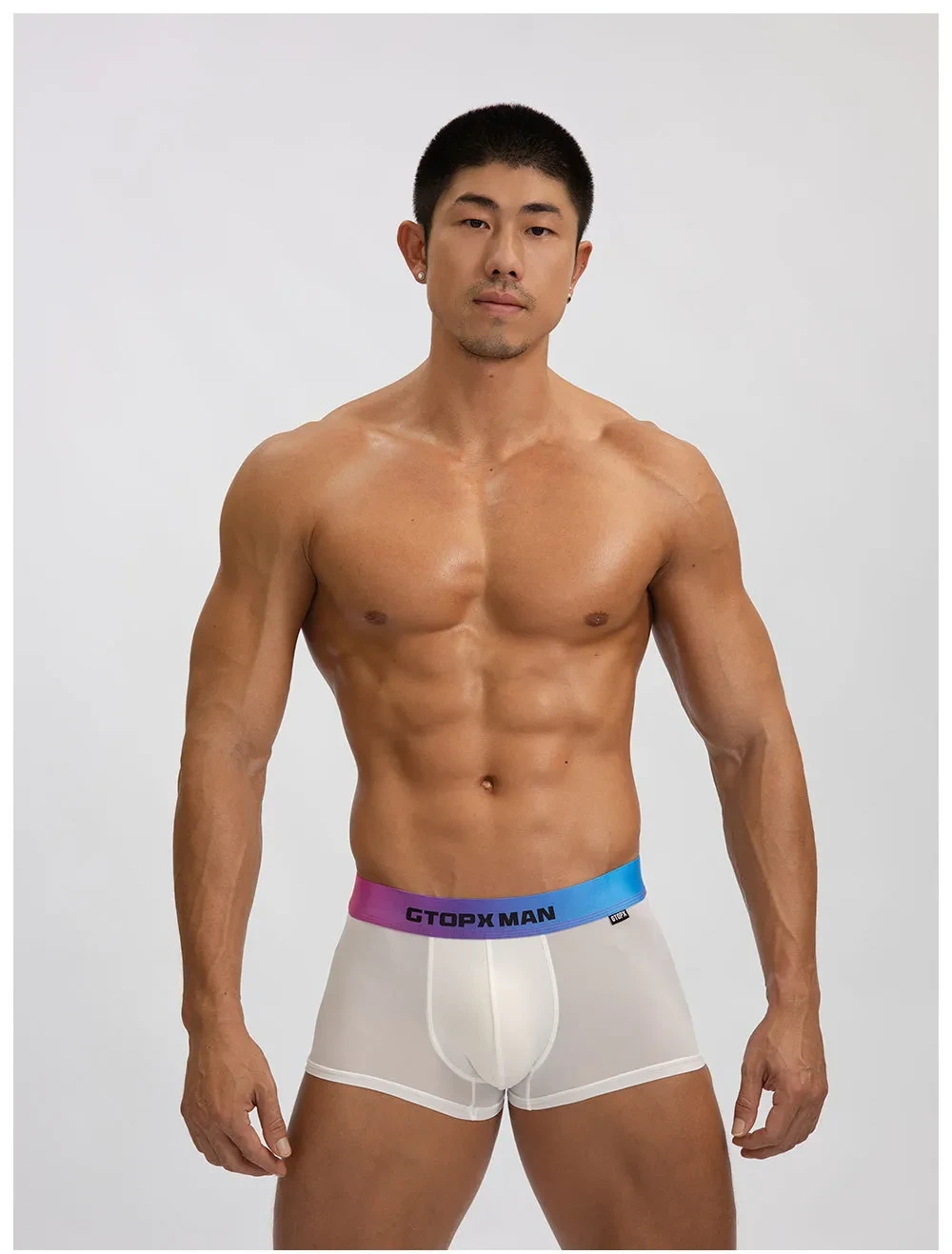 Men's Ice Silk U Convex Low Waist Thin Summer Gradient Boxers