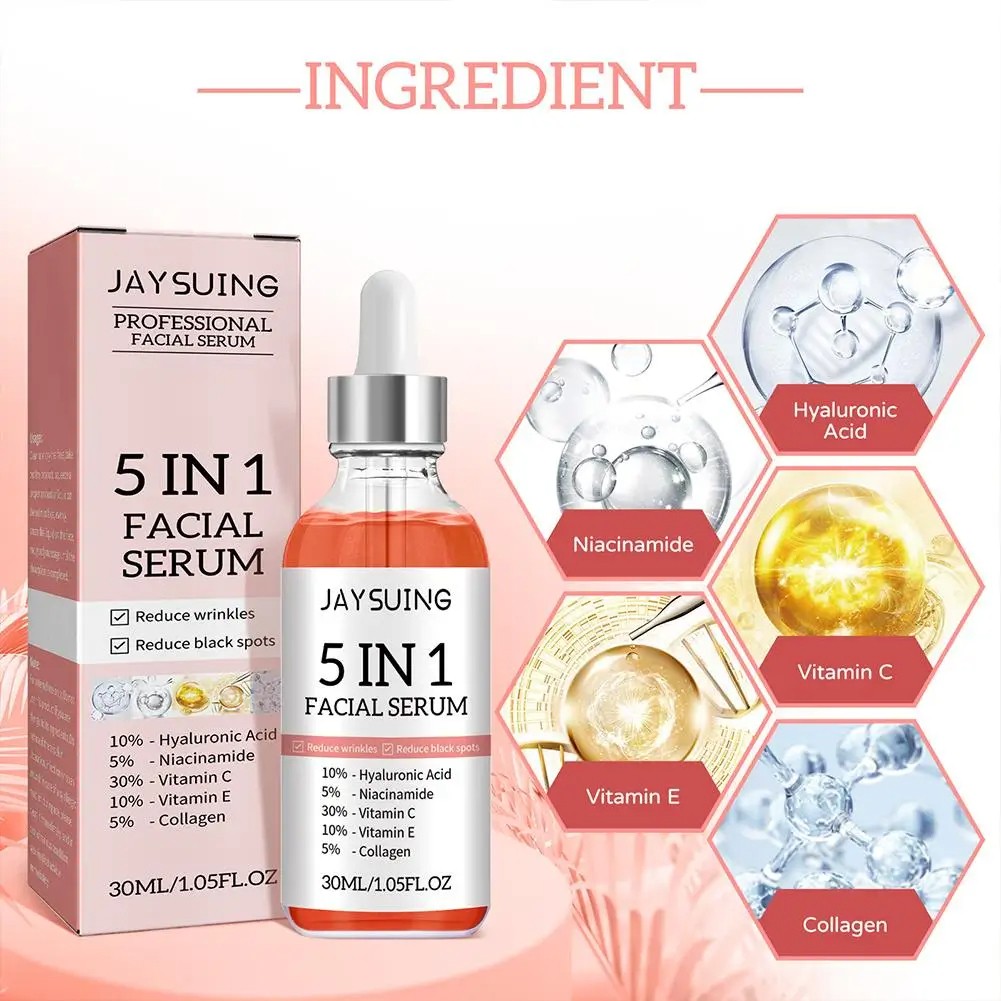 5 In 1 Face Serum 30% Vitamin C - Moisturizing, Whitening, Anti-Wrinkle, Anti-Aging