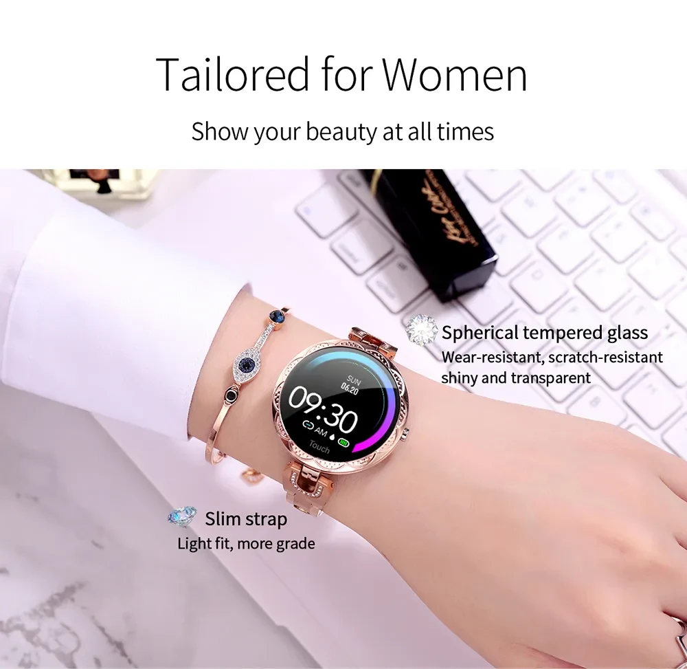 Fashion Women's Smart Watch Waterproof Wearable Device Heart Rate Monitor Sports Smartwatch for Women Ladies