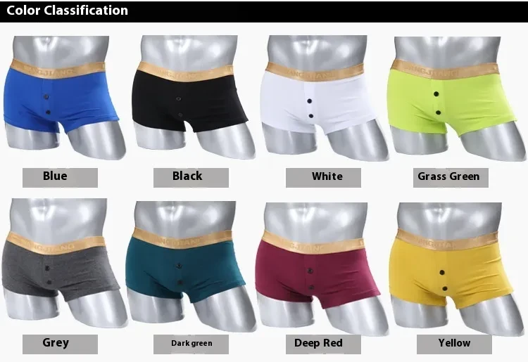 Cotton Breathable Solid Color Button Men's Boxers