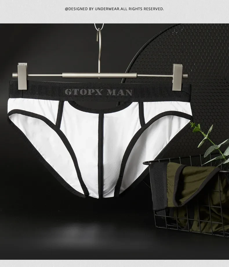 Men's Low Waist Skylight Front And Rear Opening Sexy Briefs