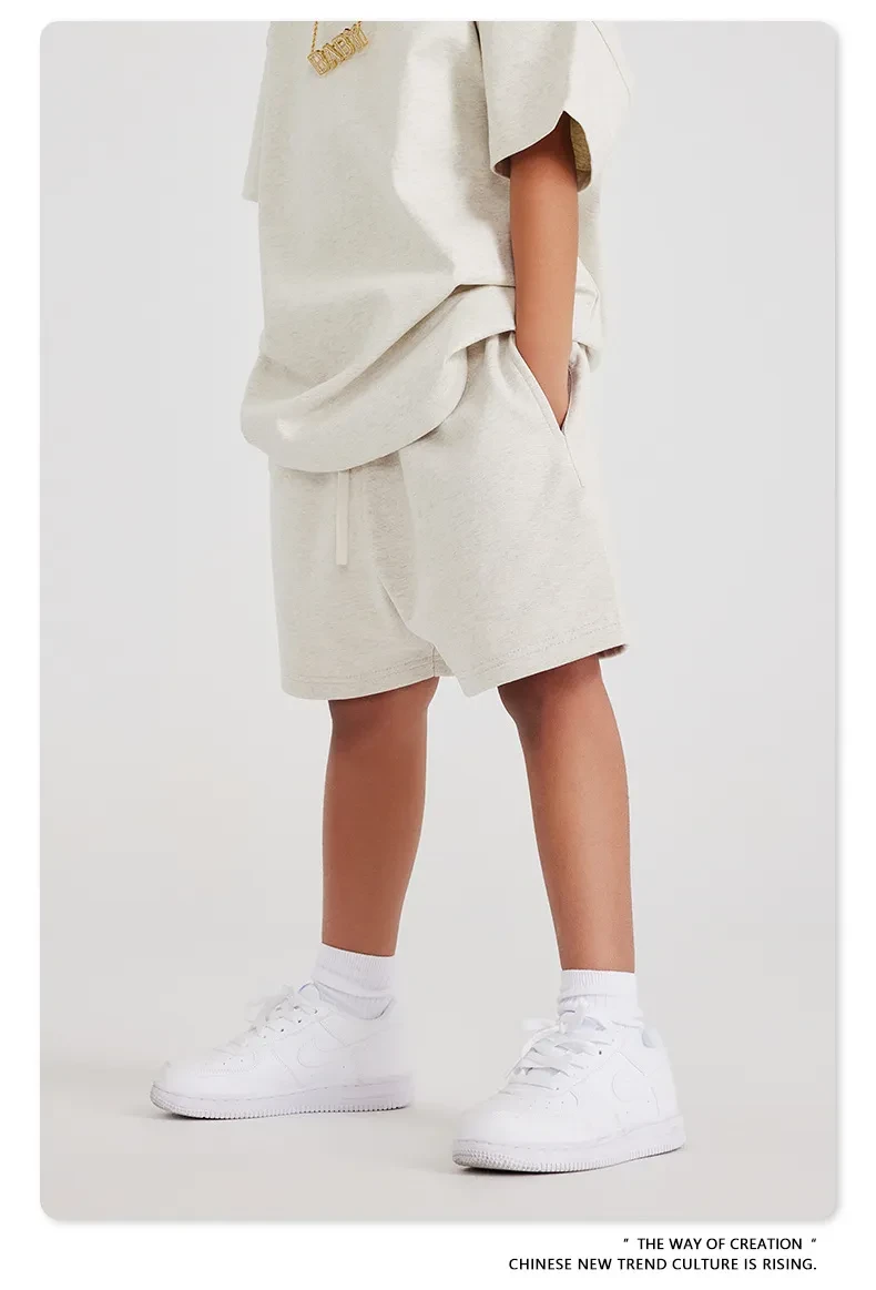 Earth Color Basic Style Medium And Large Children's Cotton Shorts