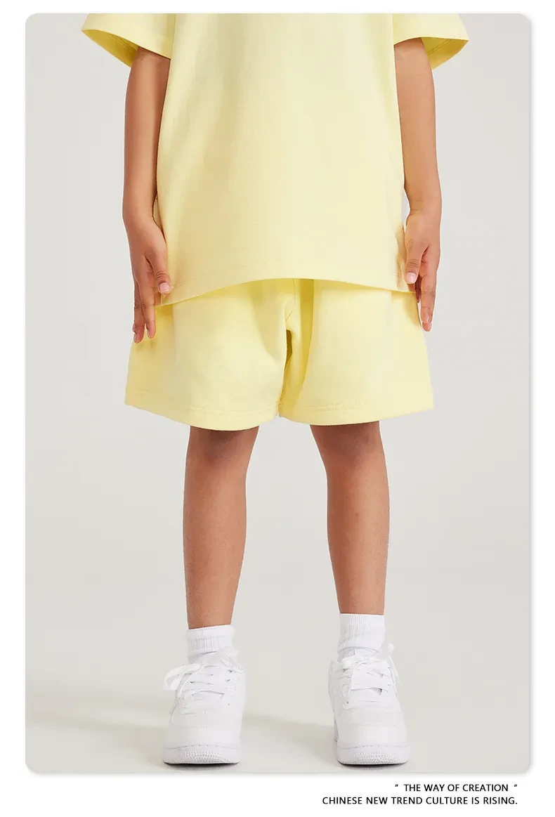 Earth Color Basic Style Medium And Large Children's Cotton Shorts