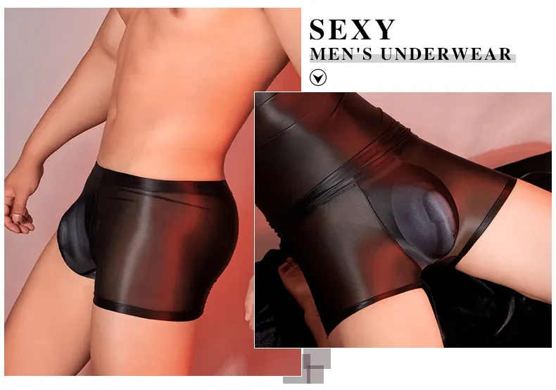 Oil Glossy U Convex Ultra-thin Transparent Men's Comfortable Stretch Shorts