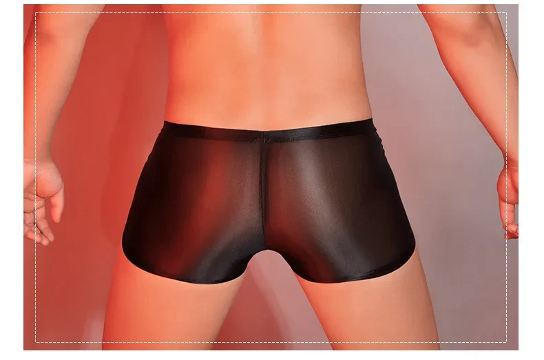 Oil Glossy U Convex Ultra-thin Transparent Men's Comfortable Stretch Shorts