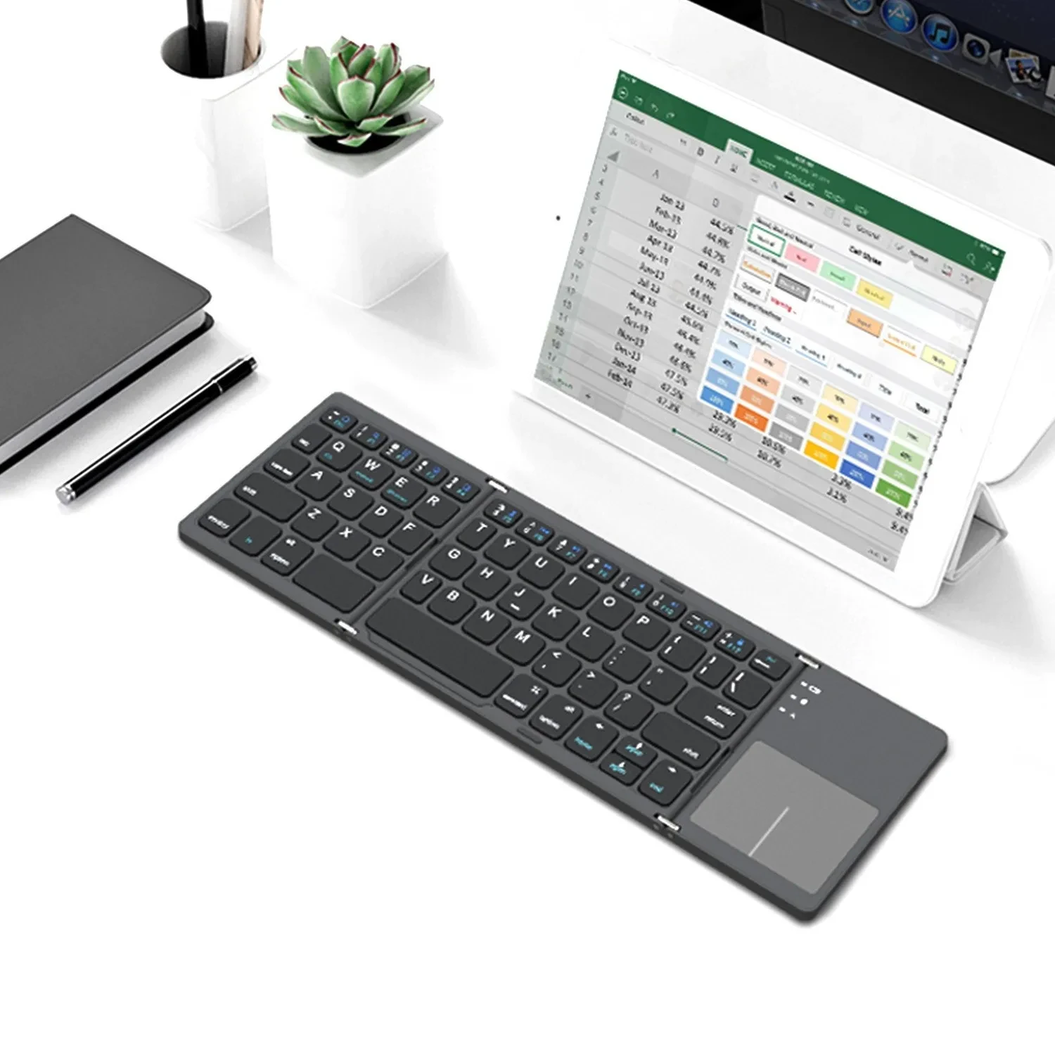 Mini Tri-fold Bluetooth Keyboard Portable Thin Touch