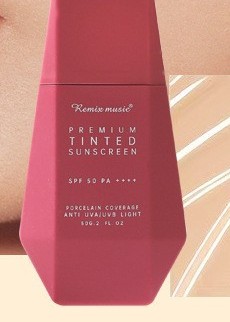 REMIX MUSIC Premium Tinted Sunscreen Porcelain White Purple Bottle