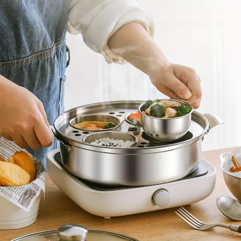 Stainless Steel Multi-Compartment Cooking Pot