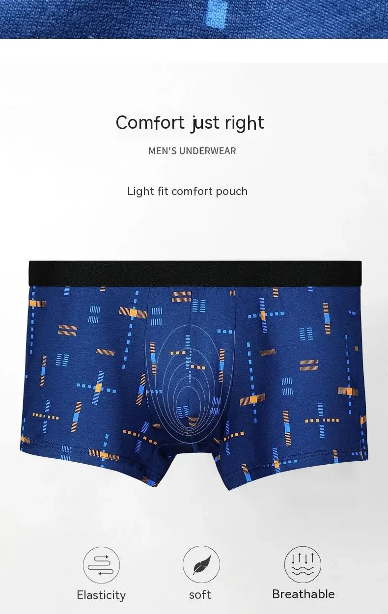 Breathable Printed Summer Thin Plus Size Men's Cotton Antibacterial Boxers Shorts