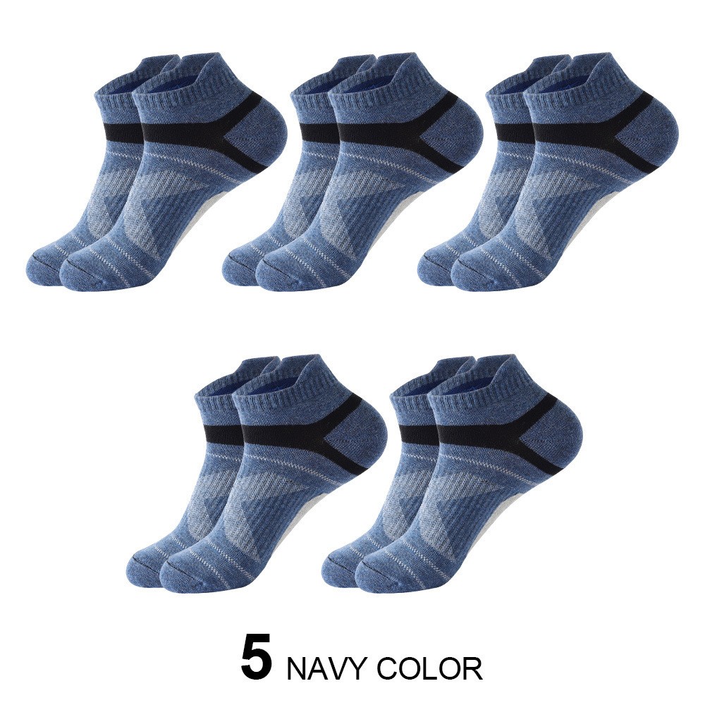Men's Summer Thin Fashion Color Matching Socks 5 Pairs Of Denim Blue