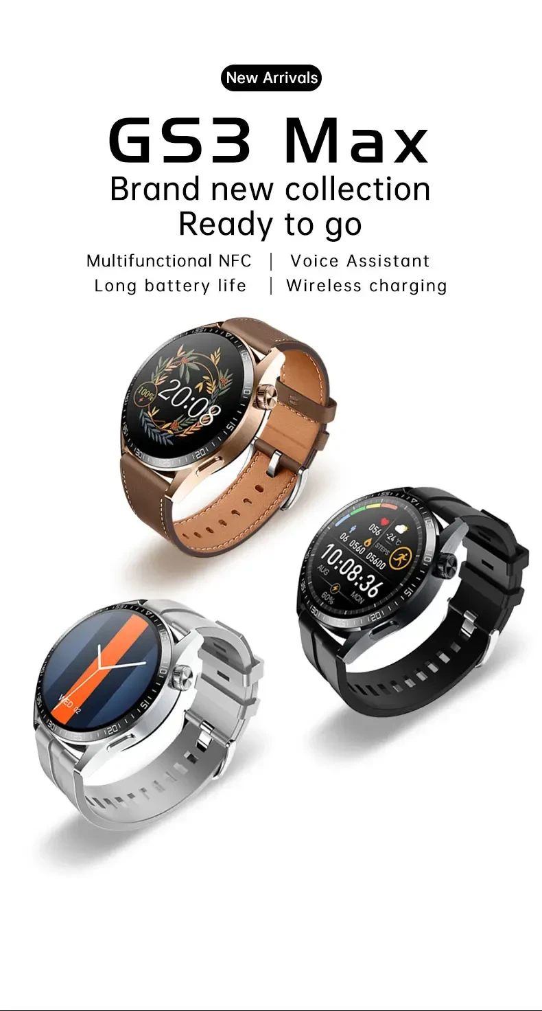 New GS3 Max Smart Bluetooth Call Watch NFC