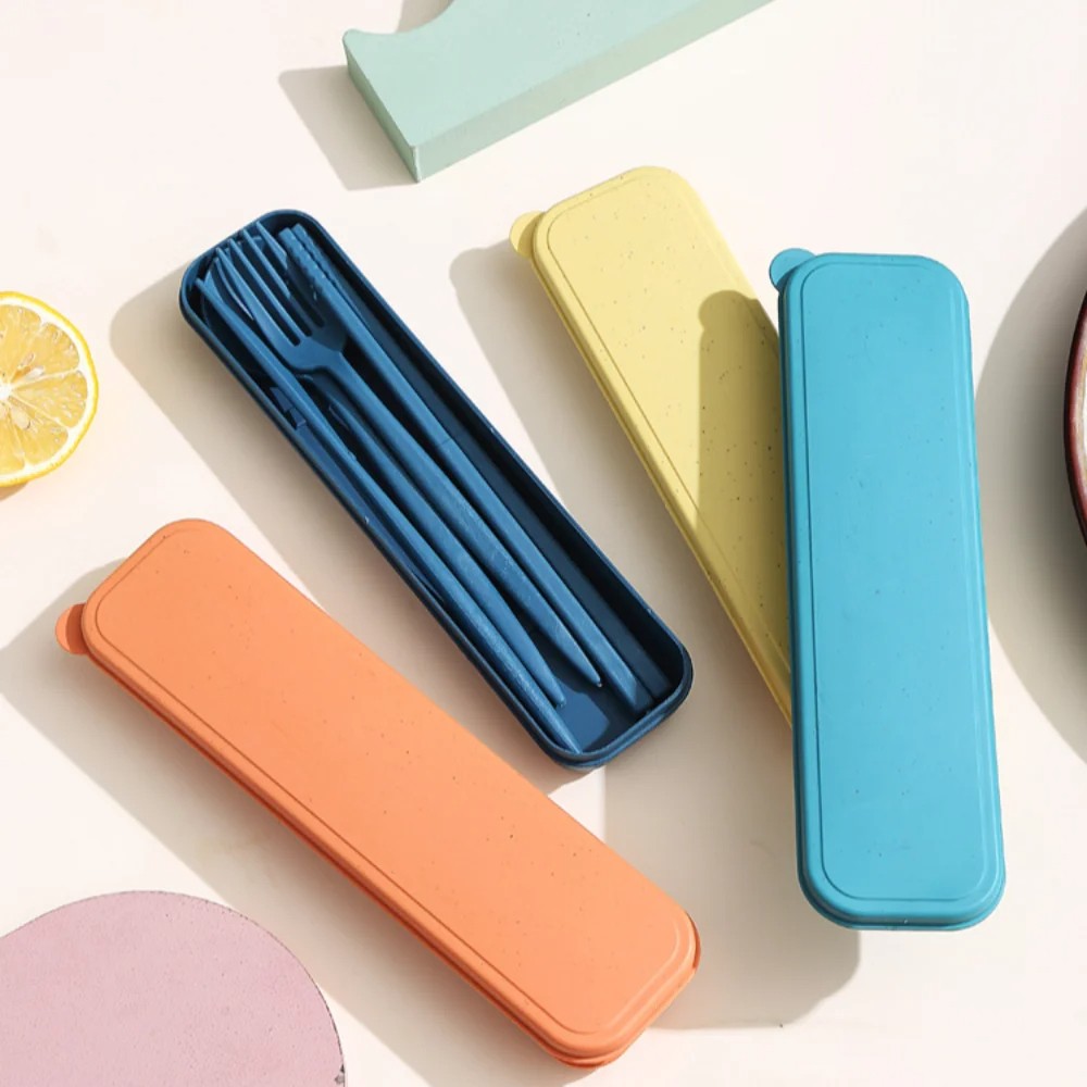 4Pcs Wheat Straw Dinnerware Set Portable