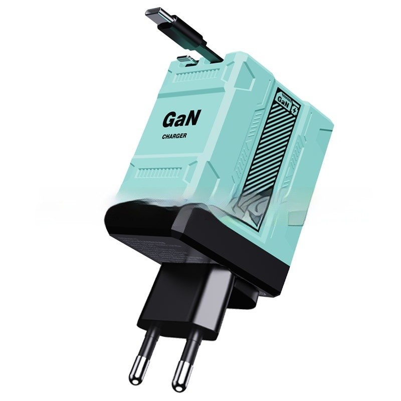 Popular F2 Gallium Nitride Fast Charge Charging Plug Double Flexible Wire