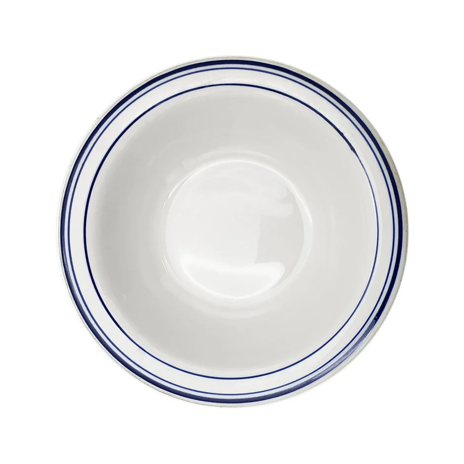 Crockery Dessert Bowl Blue Stripe 6"