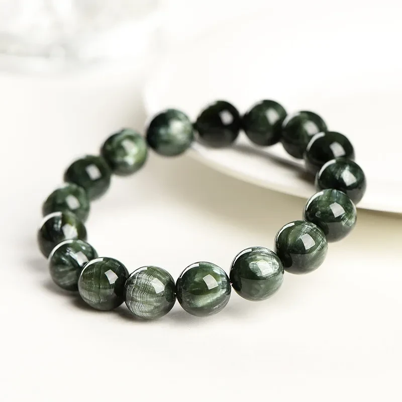 Natural Green Dragon Crystal Round Beads Bracelet