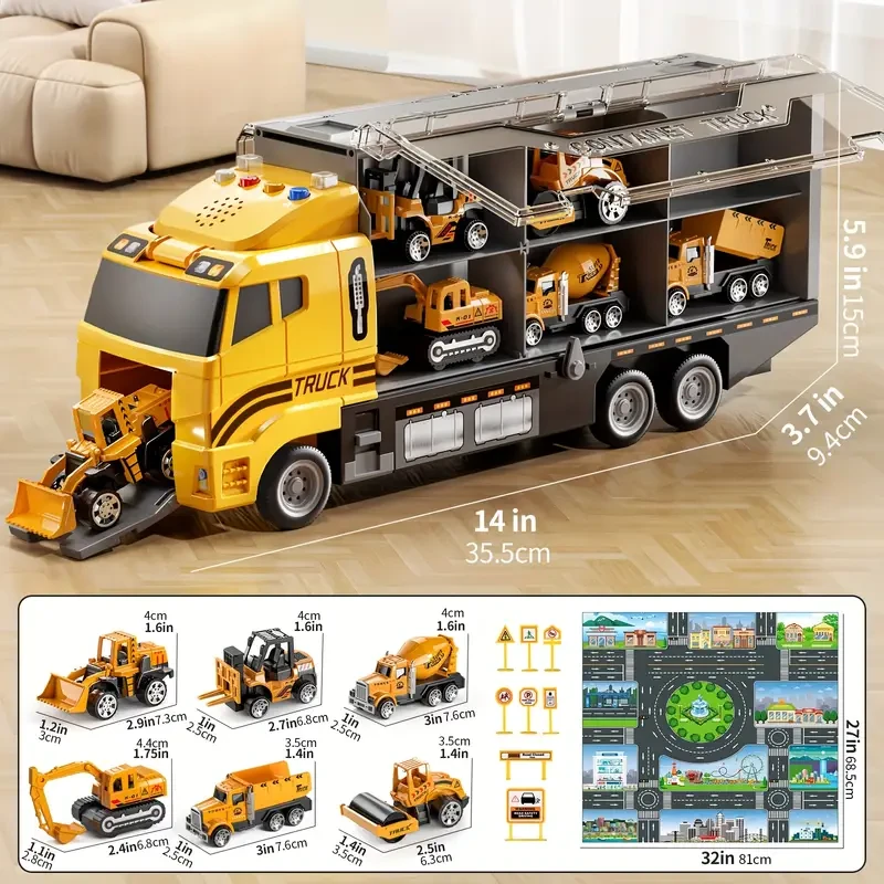 Youngsters HOME Die-Cast Construction Vehicle Toy Set with Play Mat
