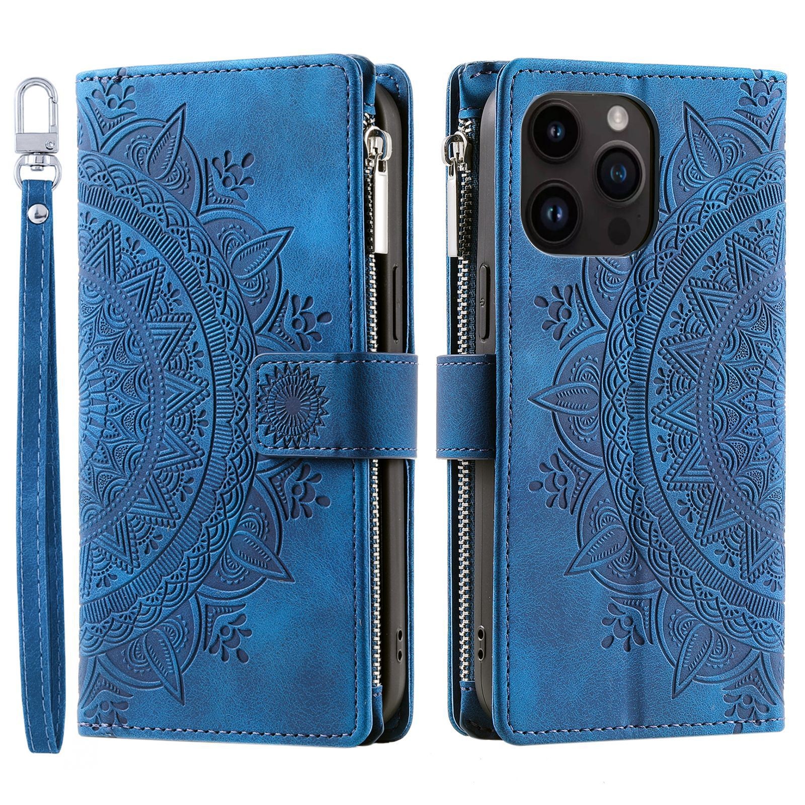 Card Zipper Bag Mobile Phone Leather Embossed Card Insert Protective Shell