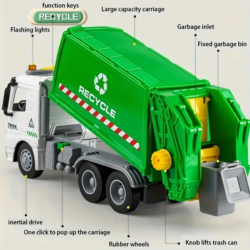 Large Recycle Bin Toy with One-Button Launch & Flashing Lights