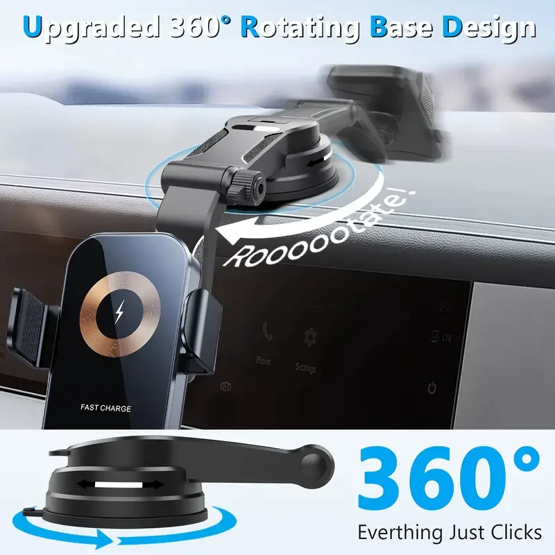 YWOR 15W Fast Wireless Car Charger Mount