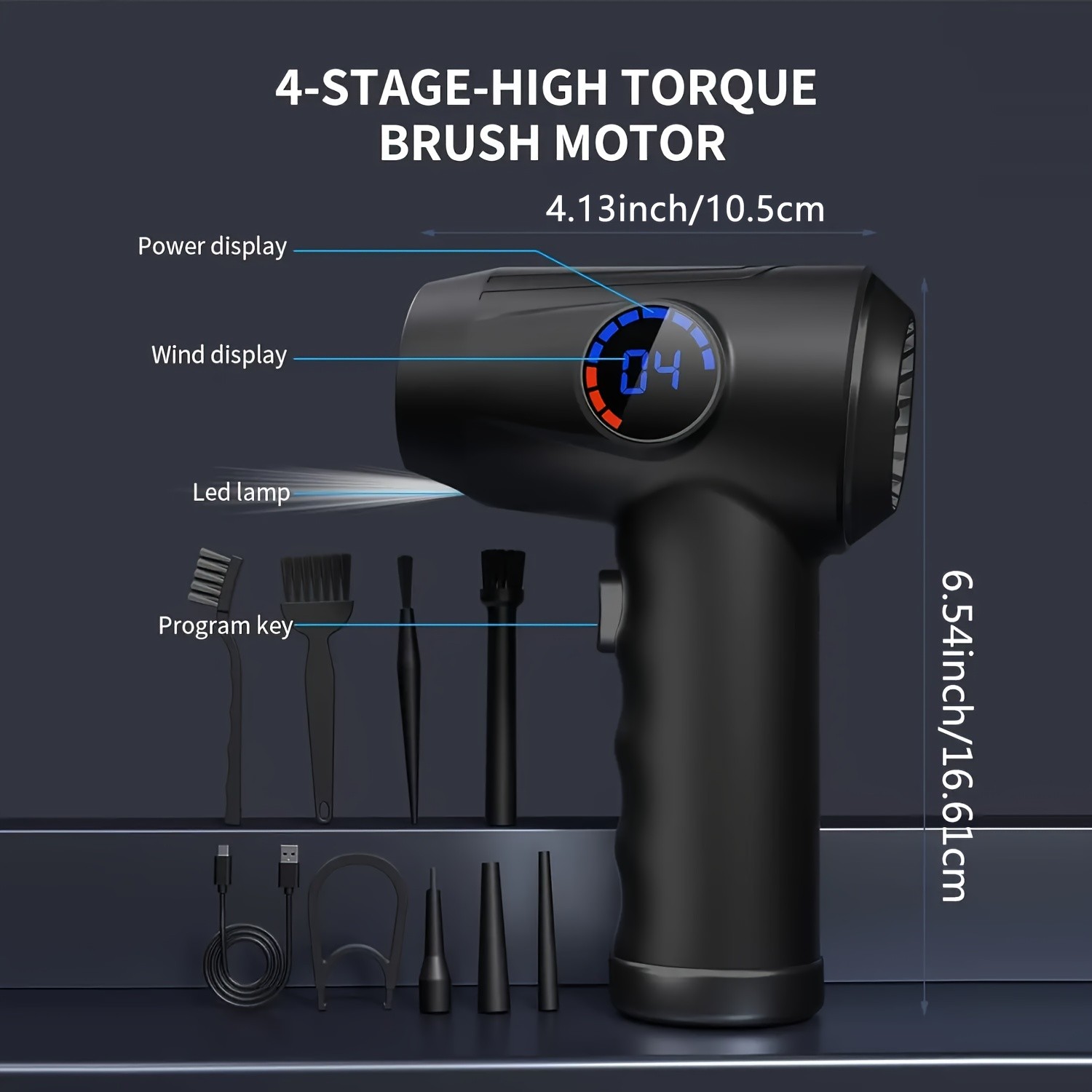 Cordless Electric Air Duster 51000 RPM High-Power Blower, Adjustable Speed, 6000mAh Fast Charging, LCD Display