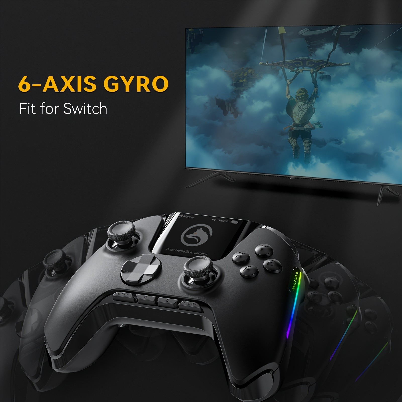 (No Drift) Interactive Screen Wireless Gaming Controller iOS, Switch, PC, Android, Steam Deck Compatible