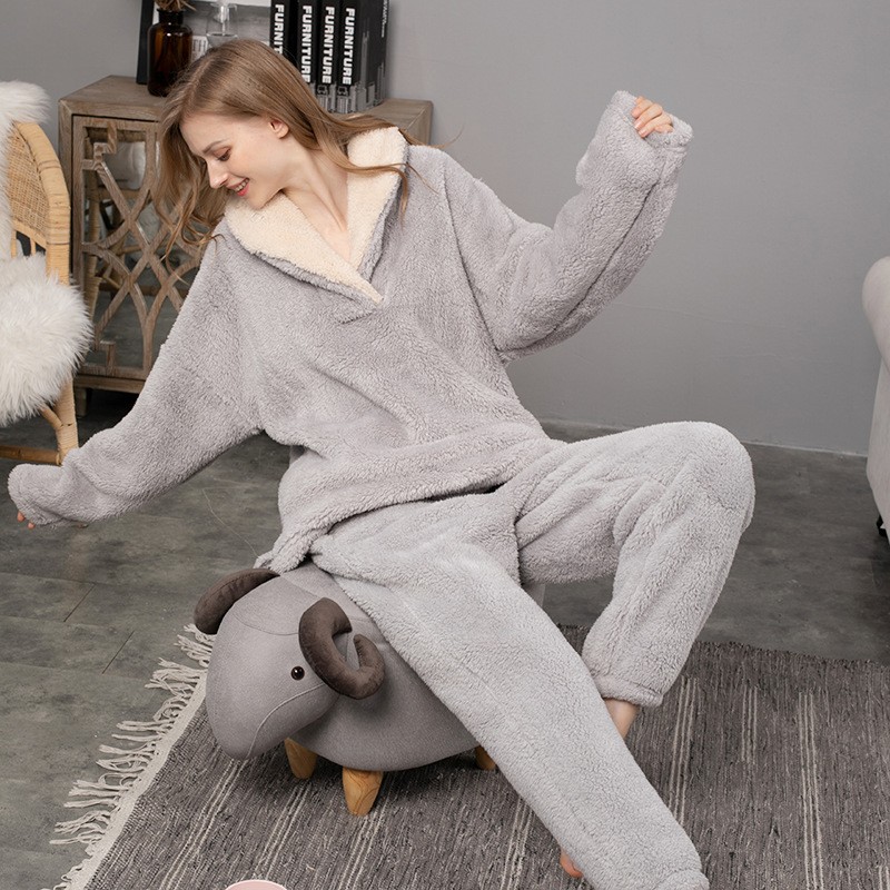 CosyMatch: Flannel Couples Pajama Set - Thickened for Home Comfort