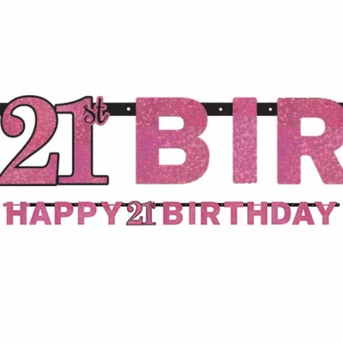 Sparkling Black Happy 21st Birthday Letter Banner